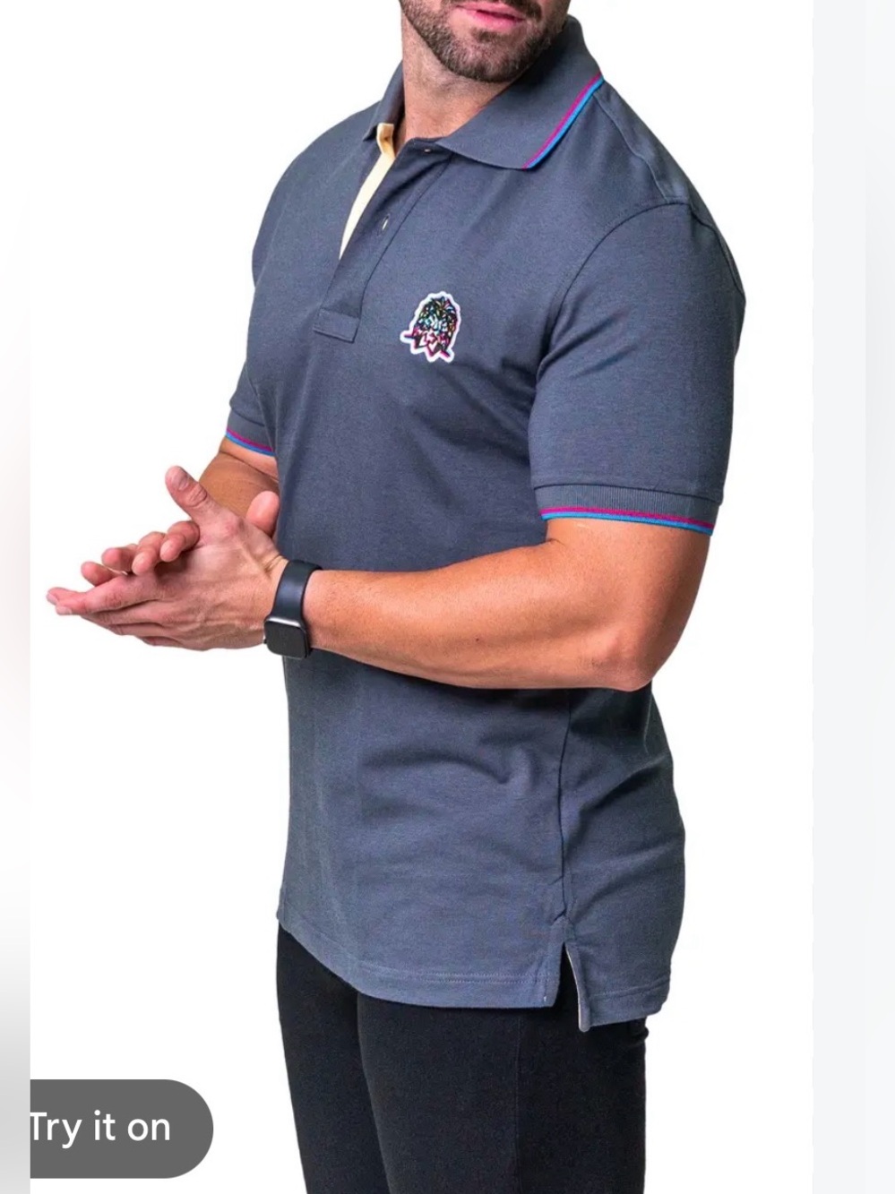 Kenzo Tiger Navy Blue Crest Short Sleeve Polo Shirt size Large